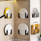 放锅盖架壁挂式 免打孔双层带接水墙上多功能厨房置物菜板收纳神器