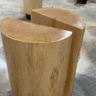 实木大板支架茶桌脚架桌腿 半圆木架平板底座木桩树墩底座半圆墩