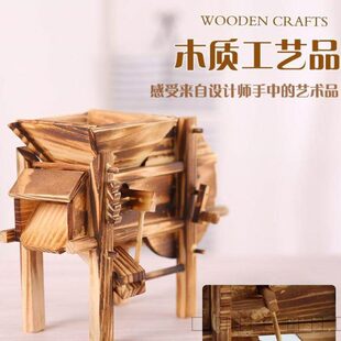 木制农具模型打谷机仿古谷风车摇谷扇扇谷机木质工艺品摆件