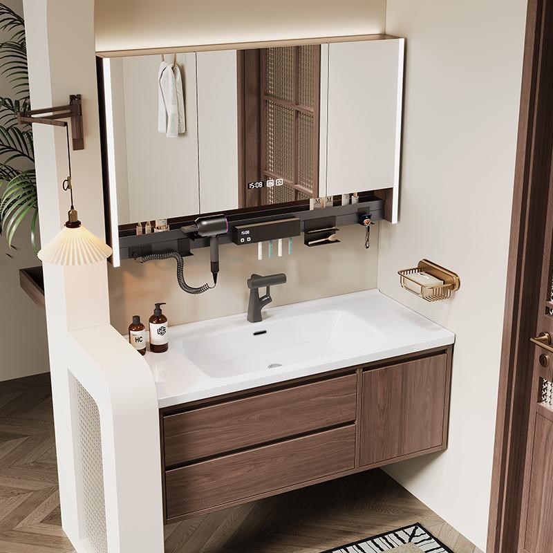 卫生间新中e式浴室柜组合陶瓷一体盆中古风洗脸池柜宋氏美学