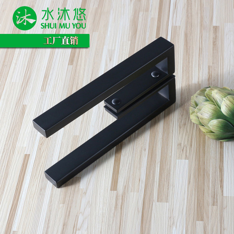 玻璃门拉手明装把手 淋浴房浴室门304不锈钢哑黑可定做L8方形现代