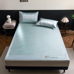 夏季 冰丝席三件套纯色凉感丝软席子空调席可折叠可裸睡凉席单双人