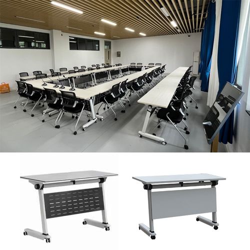 现代简约长条桌双人拼接课桌公司员工会议桌折叠组合学生培训桌