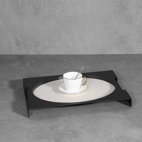 金属编织皮革托盘简约现代轻奢摆件高级感样板房客厅餐厅茶几收纳