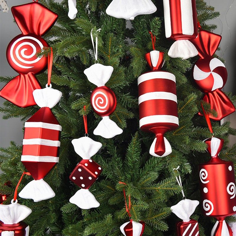 圣诞装饰圣诞树挂饰32CM电镀彩绘大糖果挂件吊饰陈美布置拍摄道具