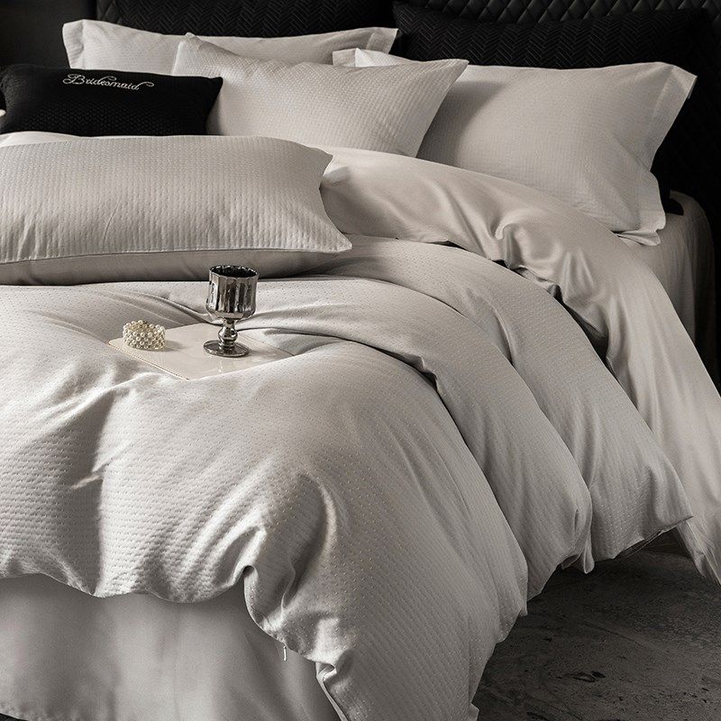 春夏款丝滑双面60支天丝棉四件套轻奢风简约裸睡被套床单纯色床品