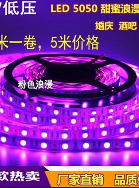 低压12V伏粉色软灯带5050粉紫色贴片LED灯条 汽车12V氛围气氛粉红