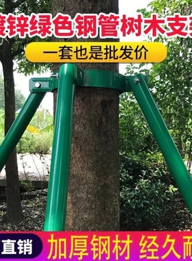 园林金属树支撑钢管固定器树木支撑架绿色大树支撑杆乔木防风抱箍