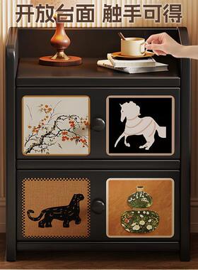 复床XZP古实木床头柜卧室中古床物边柜落地式抽屉式头储架轻奢桌