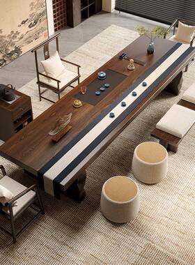 中式TDC实木桌2025新款高端办公室接待茶台家奢用大板轻泡新茶桌