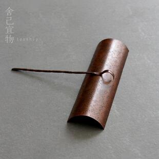 老紫铜二件套手工捶40832打茶则茶茶匙茶针道茶零配功则夫茶具