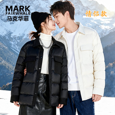 马克华菲女装御寒90%鸭绒男女宽松同款修身显瘦短款羽绒服外套