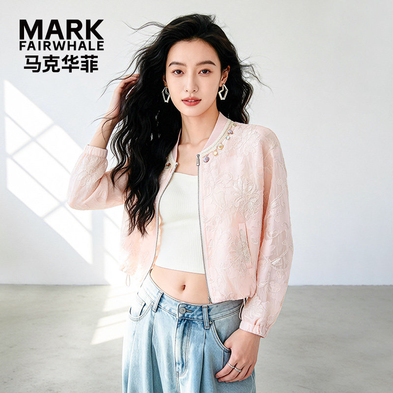 马克华菲女装重工提花拼接短外套女春装2026年新款气质百搭上衣