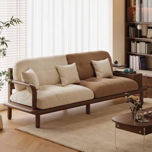 宋代美学实JPK木客厅用新中式宋氏木制家型直排沙小户双三人位布