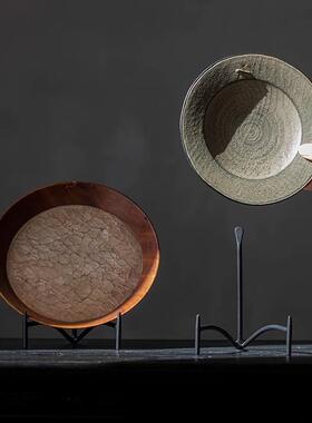 盘IQQ子支架盘支架瓷艺盘赏托架托茶饼铁餐盘碟子装饰摆件盘子展