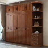 胡桃木实木衣柜家用卧o室中式 大衣柜现代简约经济型出租房工厂直