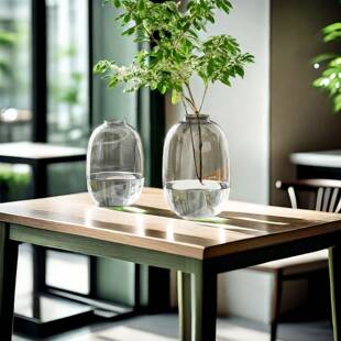 轻奢龟背竹璃花瓶摆件水厅培吊钟雪柳马木醉水养玻插花客bzl73467