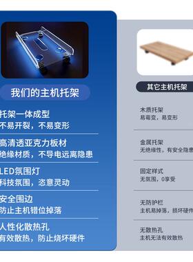 亚克力台式电脑主机托架可移滑轮放置架机座箱柜动底主F97SJ7J6物