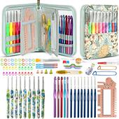 新ck177手针毛线勾钩针毛手套工编织线工具装 初学者彩色软柄铝包