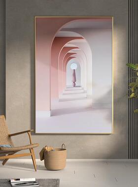 奢现代轻客厅玄关装饰画长廊壁尽头过式道简约欧背景墙竖版EM-161