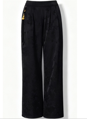 【浮锦】2025冬新中式重工宽松显瘦直筒裤2025D0954-芙姿FZ-九七