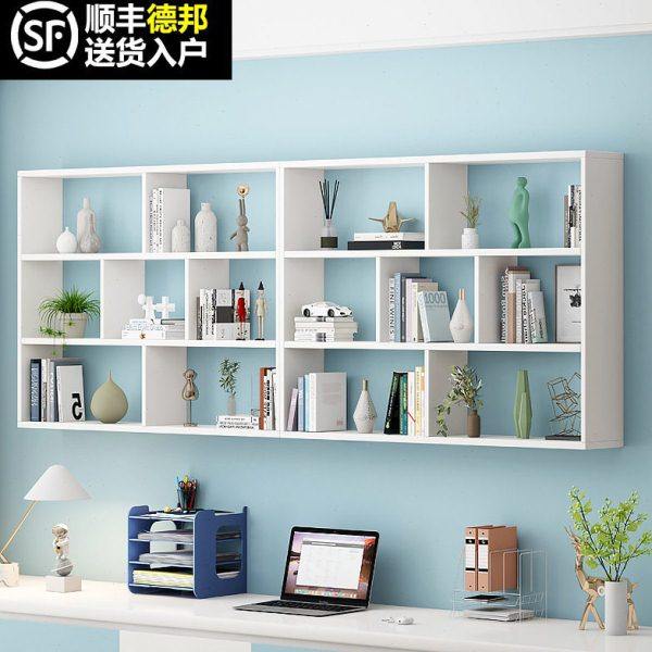 实木书架墙上置物架壁挂收纳一体挂墙书柜墙面墙壁柜子壁挂式吊柜,收纳整理,书桌收纳置物架,淘宝优惠券,粉丝福利购,淘宝优惠卷