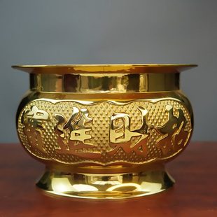 铜香炉家用供佛供奉摆件烧线插上盘香小大号財神爷室内熏香10寸纯