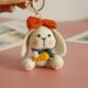 高档手工编织垂耳兔玩偶 复古风手作挂饰 精美毛线钩织兔子挂件