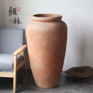 落地仿古陶器组合景观藤类花盆落地粗陶缸盆大号陶器简约红陶