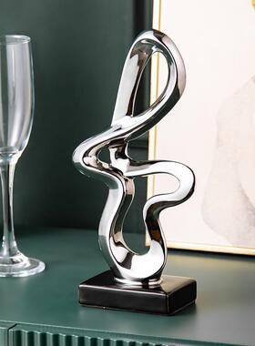 新中式轻装奢意90500玄关雕塑酒店堂电视柜玻桌面饰艺大术品创生