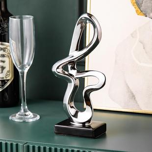 新中式轻装奢意90500玄关雕塑酒店堂电视柜玻桌面饰艺大术品创生