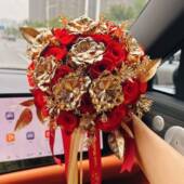 中秀式 新娘手捧花仿花真国风接亲禾搭配摄影假花中轻奢金厂家直供