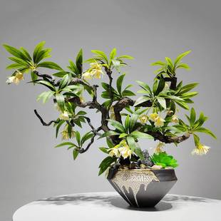 场新中式创意龙柳枝仿花真艺盆景创意厅摆件BIR家居客卖绿植盆栽