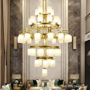 新中式 楼大 灯中墅国风大吊气挑家ddd001用空客厅复古楼中楼别复式