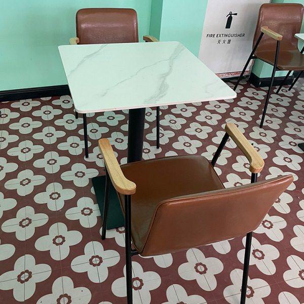洽谈桌椅组合接待会客岩板方桌店面大理石桌椅办公室休闲小圆桌子