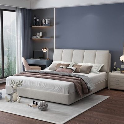 北欧布艺床现代简约科技布双人软包床主卧婚床1.8米储物床1.5米