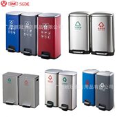 南方GPX 218H脚踏分类垃圾桶不锈钢双桶商用带盖静音60升大容量