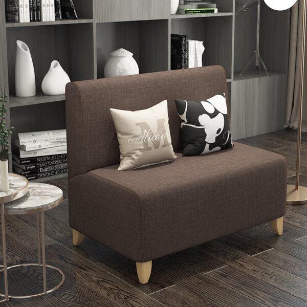 实木单双人布艺沙发咖啡厅卡座网吧沙发椅小户型沙发单人北欧沙发