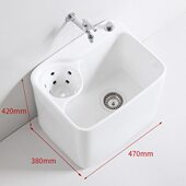 阳台洗拖把池拖布池大号地拖盆侧排墩布池带沥水篮自动下水陶瓷