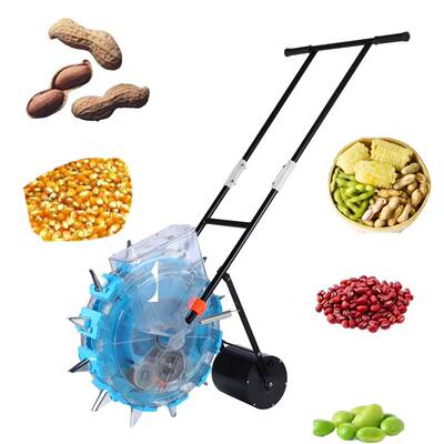 蓝色推车固定12嘴播种机花豆手生玉米五大谷PXL精播机手推滚轮种