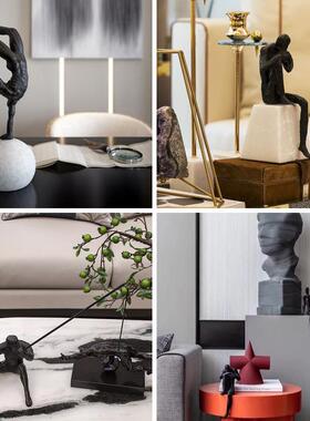 现饰代简约样板A456间创意抽象思装考者人物酒件架书房品摆桌面摆