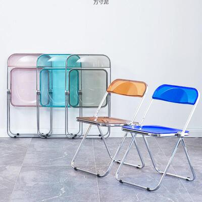 网红克力亚叠椅子明椅子i折ns风拍照i透时尚服装店80863餐椅亚克
