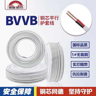 国标两芯铜芯护套线BVVB1.5/2.5/4/6平行线2芯10平方16电缆白