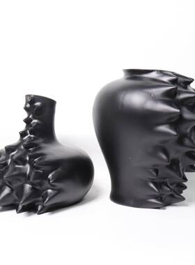 约现代白色刺猬造树型脂花简1瓶样板间客摆件哑光几何不规则花厅