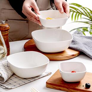 骨瓷方6形碗碗家用寸面碗日式陶瓷品甜碗水果方沙拉INU四方碗粥碗
