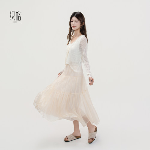 好温柔！杏色夏季薄款针织开衫
