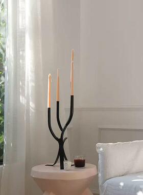 法式中古多头风金属烛台圣CMY诞烛烛台氛围蜡感装饰摆树枝造型摆