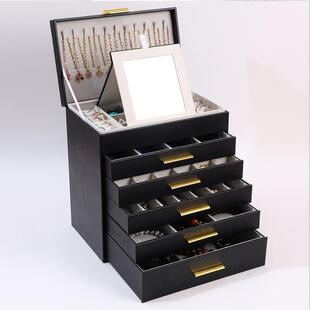 新款大容UWD量桌饰收锁纳盒5抽屉6层五面金扣品大珠宝首饰收纳箱