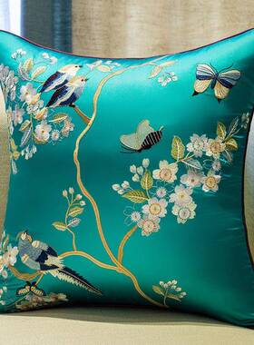 F8H新中式刺绣枕红木靠沙床发靠垫大靠背MOZ头包抱中国风靠枕含芯