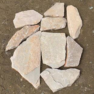 片规则黄木纹22075青石板石景裂区园林地面不墙面碎拼石板岩冰纹